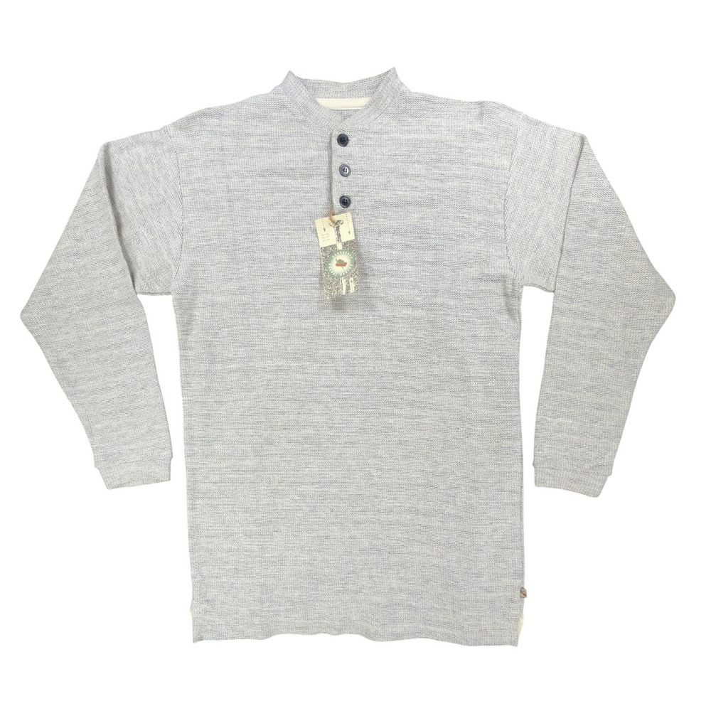 Ferruche Vintage 90s Henley Shirt Mens XL Gray Cotton Deadstock NWT